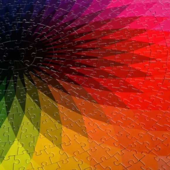 1000 Piece Round Jigsaw Puzzle Colorful Rainbow - Picture 5 of 6